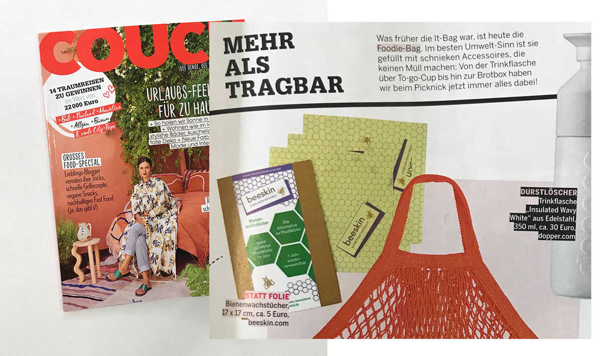 couch magazine showing beeswax wrap instead of plastic foil