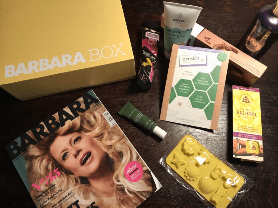 Barbara box unboxing articles such as beeskin beeswax wrap and cosmetic