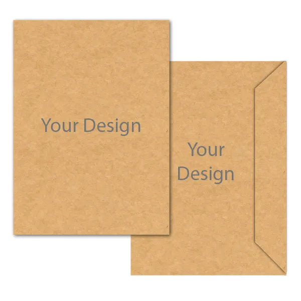 brown package from front and back with a note "your design"
