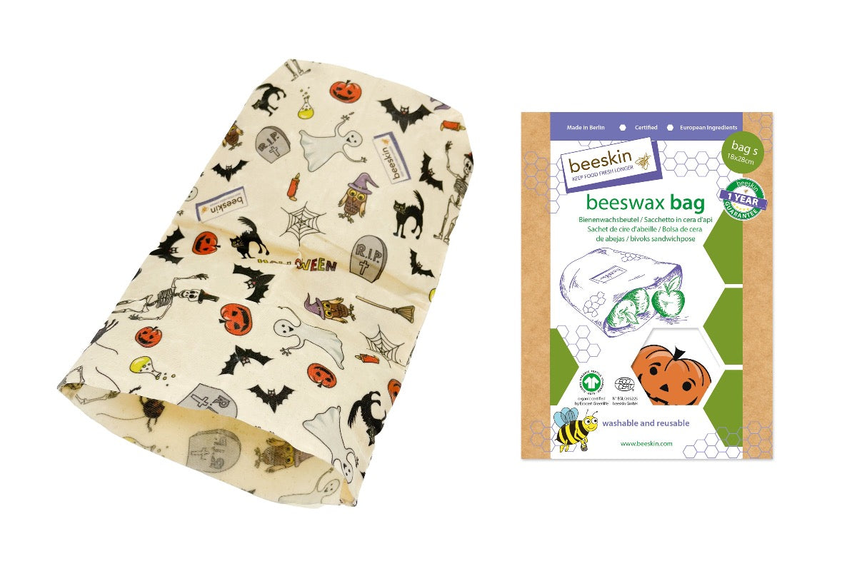 beeskin beeswax bag s next to packaging