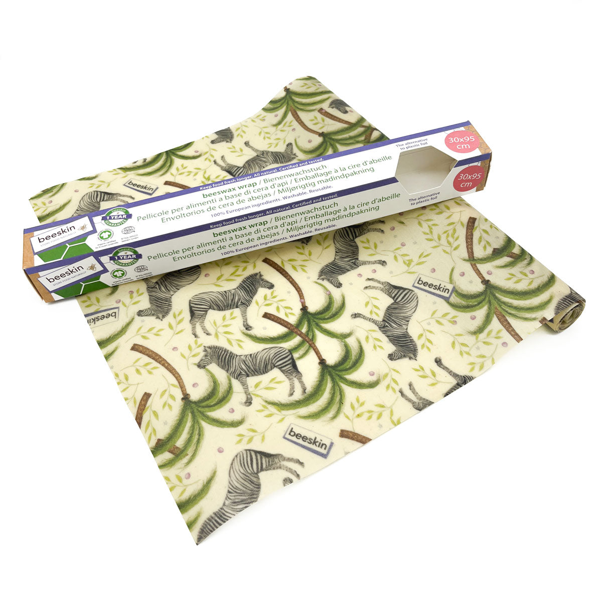 beeskin beeswax wrap roll zebra design