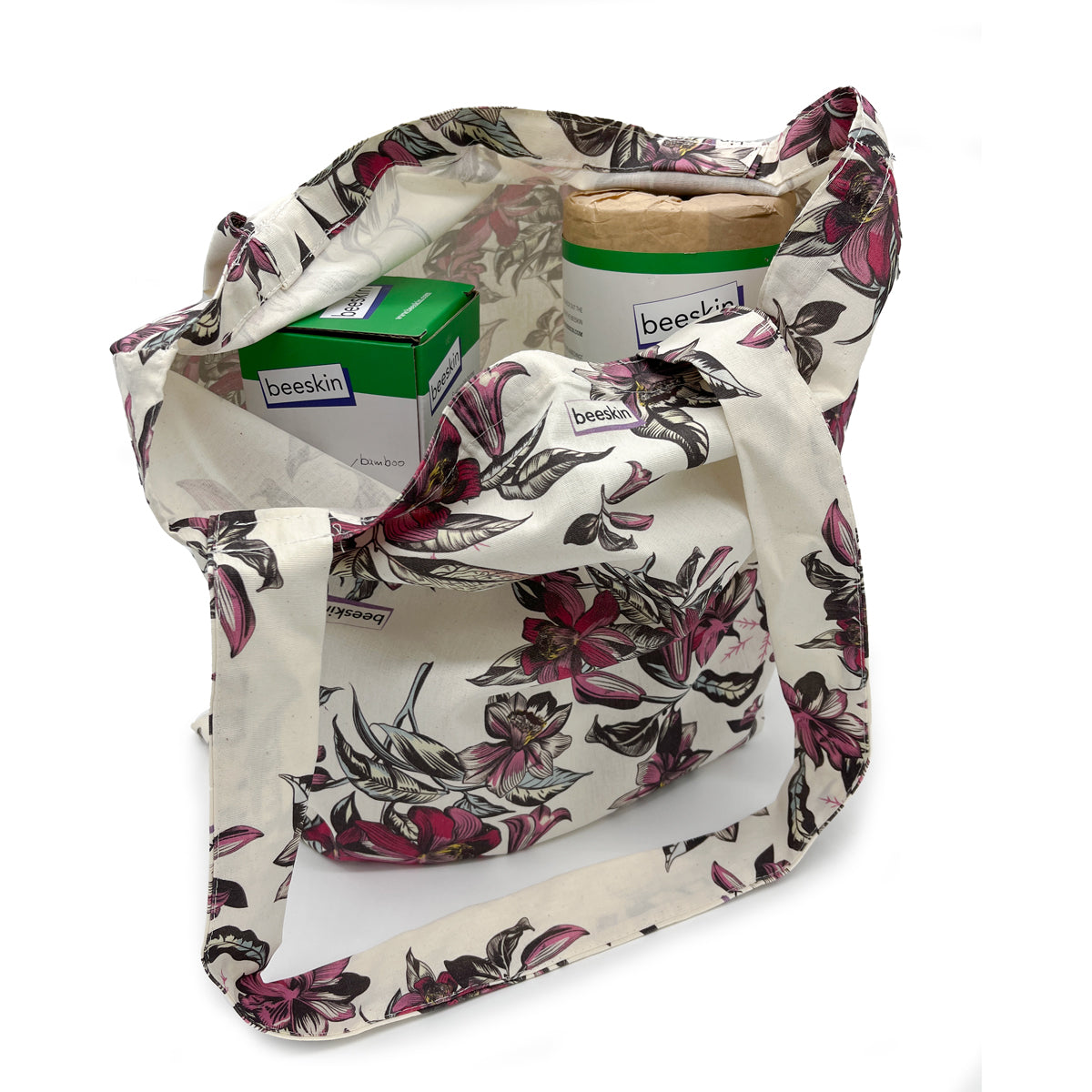 beeskin cotton shopping bag victorian to carry tea infuser and bamboo roll
