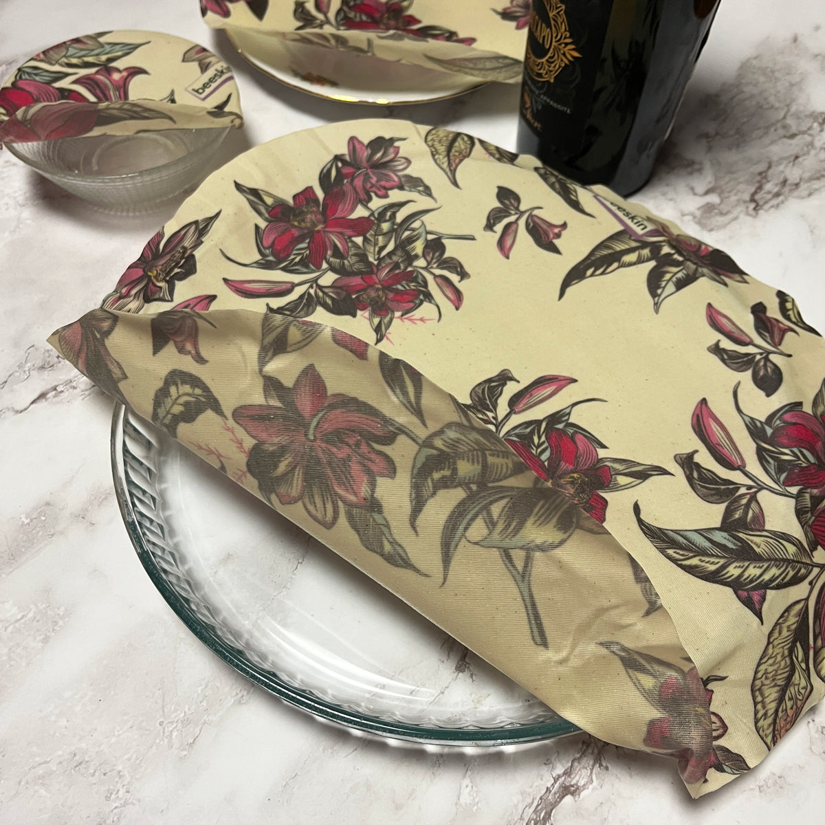 round beeswax wrap victorian covering glass plates
