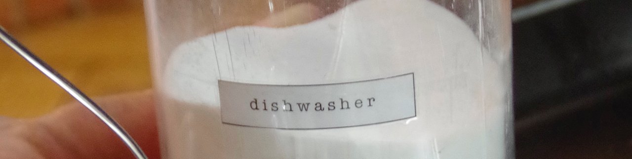 homemade dishwashing powder in a glass jar