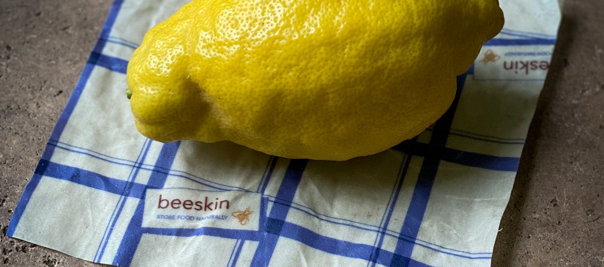 lemon on beeskin beeswax wrap size m in kitchen towel design