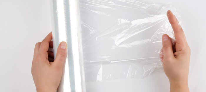 photo showing a roll of plastic cling film