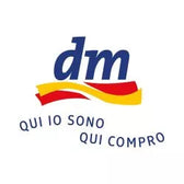 Logo of itlaien durgstore Dm. It says qui io sono qui compro at the bottom of red orange logo