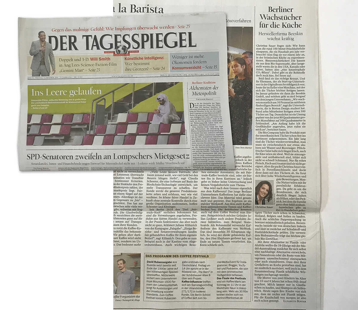 Tagesspiegel Berlin beeswax wraps from Berlin, picture showing Christina Sauer, CEO