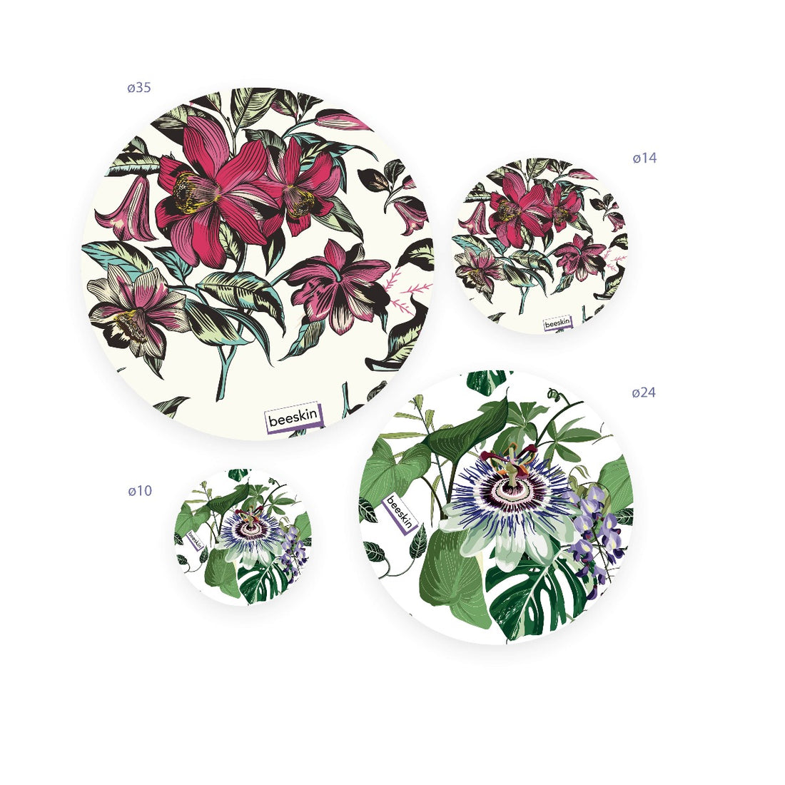 beeskin beeswax wraps round victorian and passion flower design