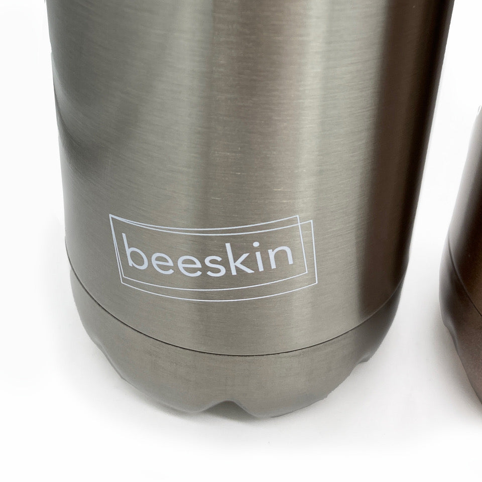 beeskin logo on steel thermobottle