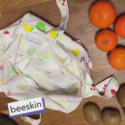 video hands packing fruit sin beeskin cotton shopping bag fruit design