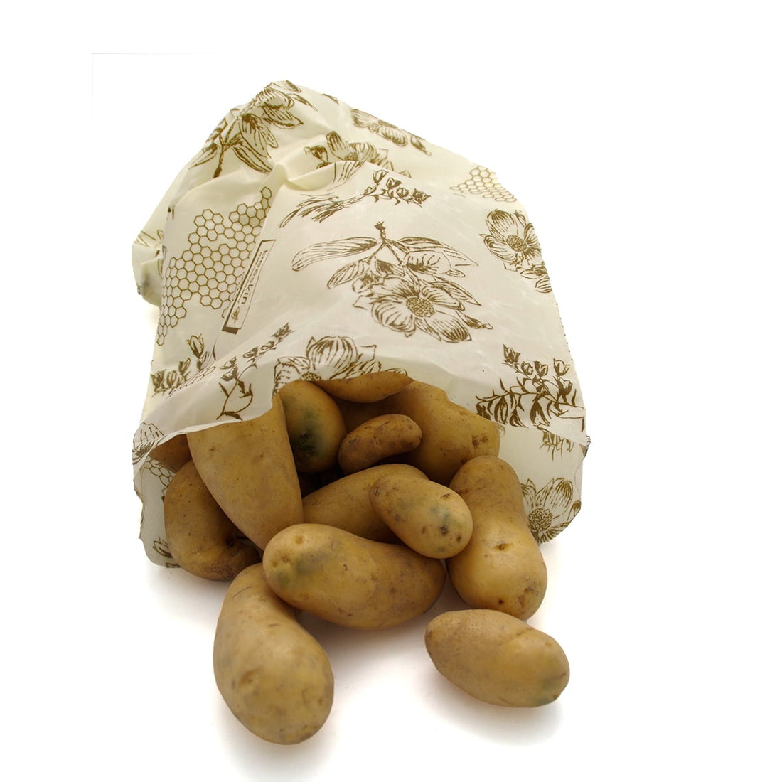 potatoes stored in a beeskin beeswax bag flower