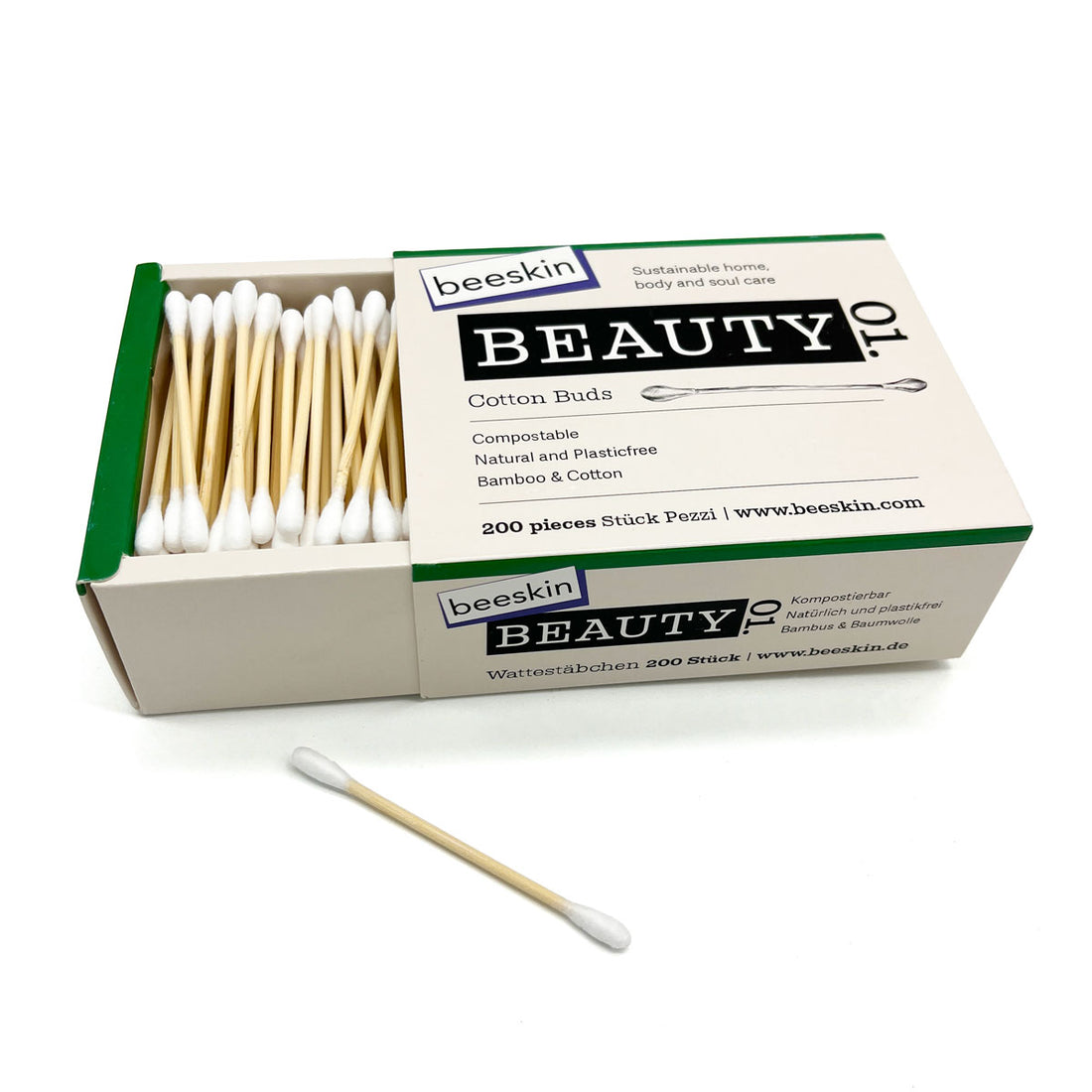 open package of 200 pieces cotton buds 