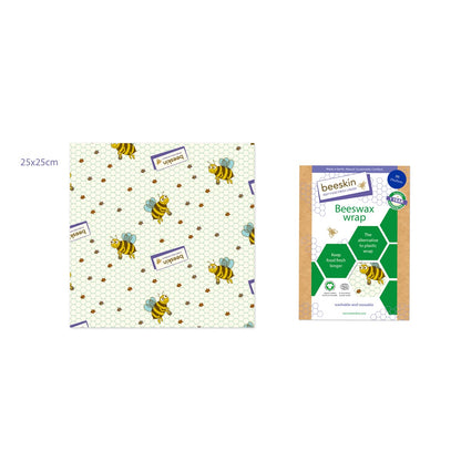 beeskin beeswax wrap m kids next to packaging