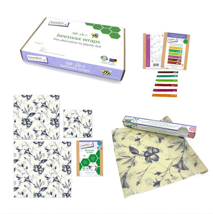 overview beeskin giftbox hummingbird showing multi, roll and labels next to packaging