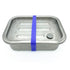 stainless steel snack box with purple blue rubber